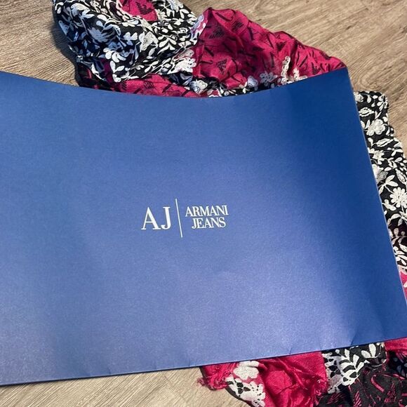 Armani Jeans Modal-Cashmere Logo Scarf-MULTI-One Size - Picture 5 of 5